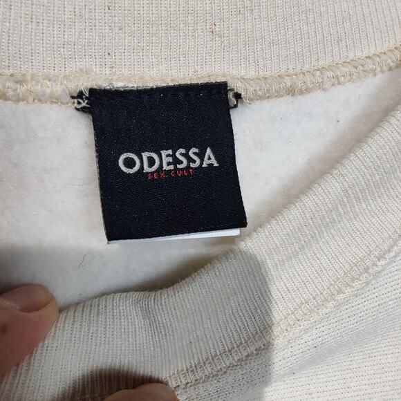 Odessa Sex Cult Men's Sz M Off White Thick Heavy Sweatshirt Square Skateboard - Picture 3 of 6